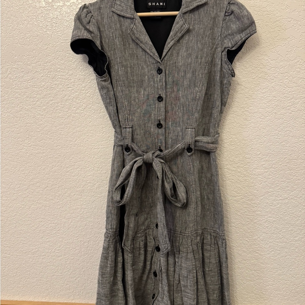 SHANI gray linen dress
